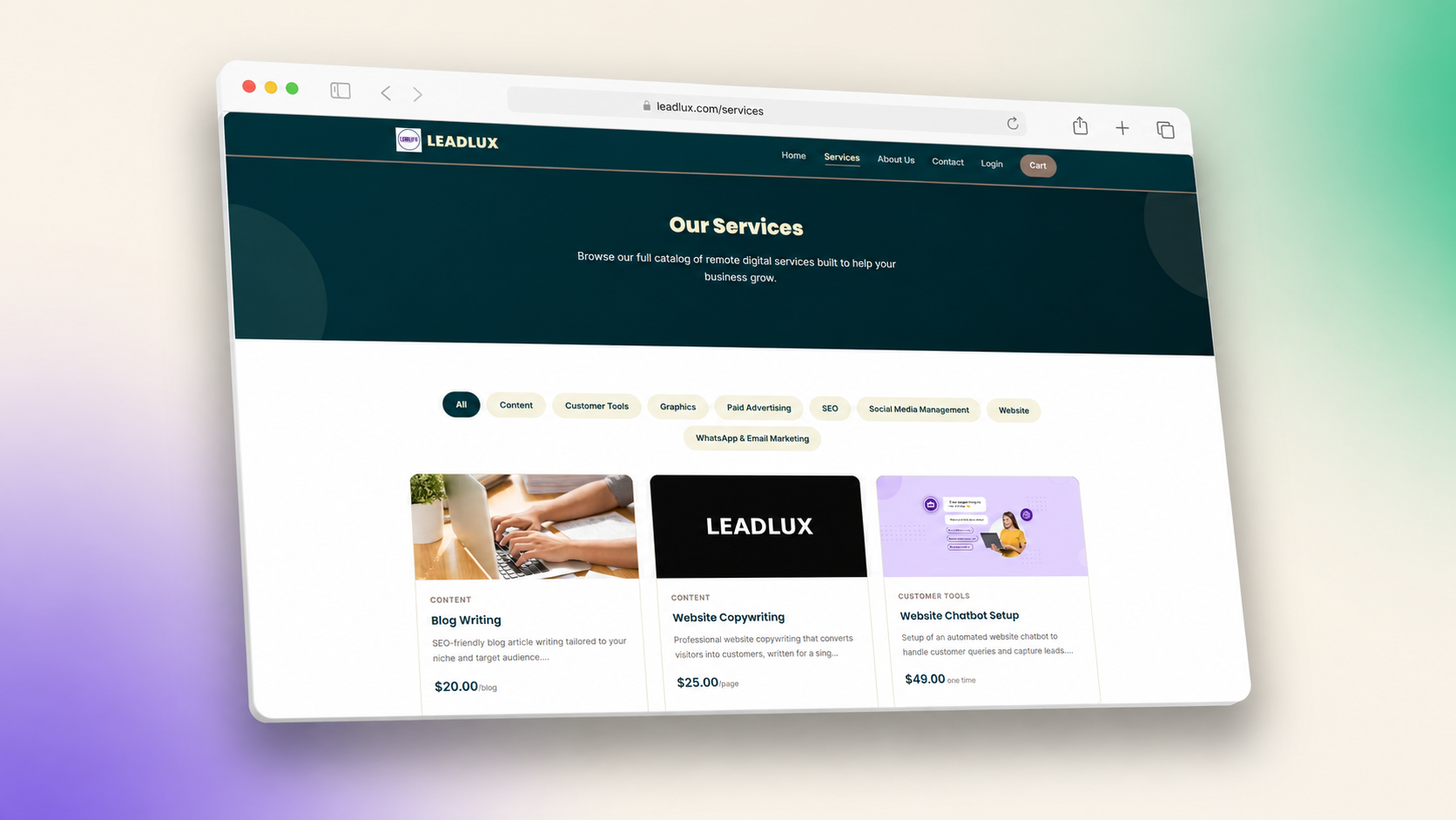 LeadLux — Digital Services website preview